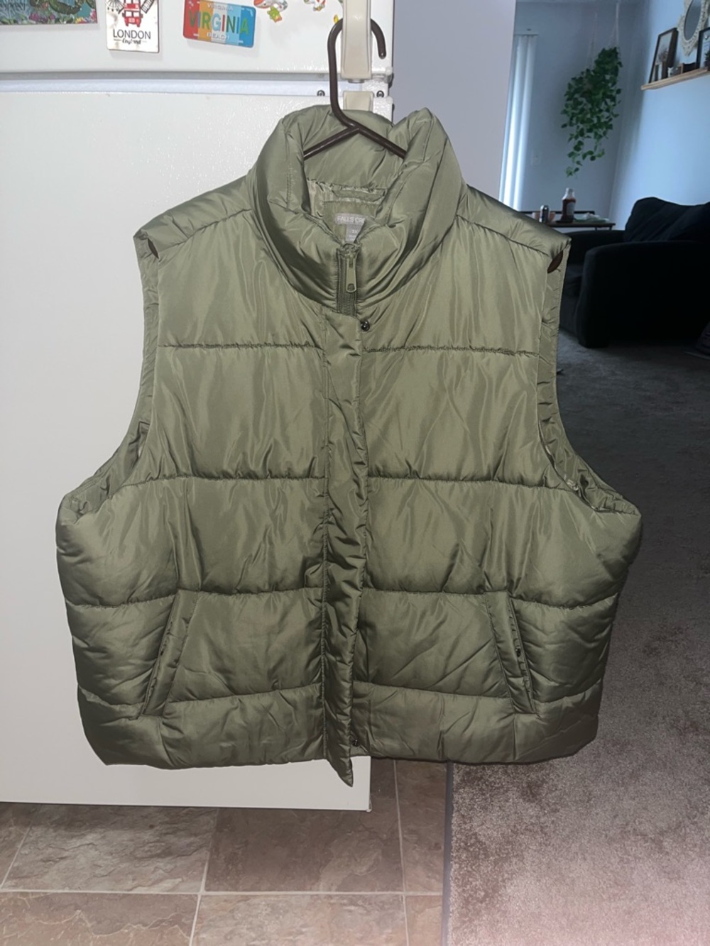 Falls Creek Olive Green Puffer Vest